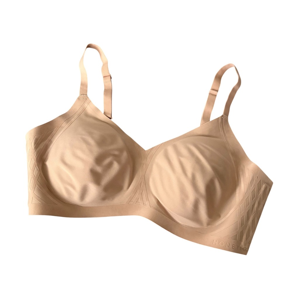 Honeylove CrossOver Seamless Wireless Sculpting Bra Nude Sz 1X Neutral Basic